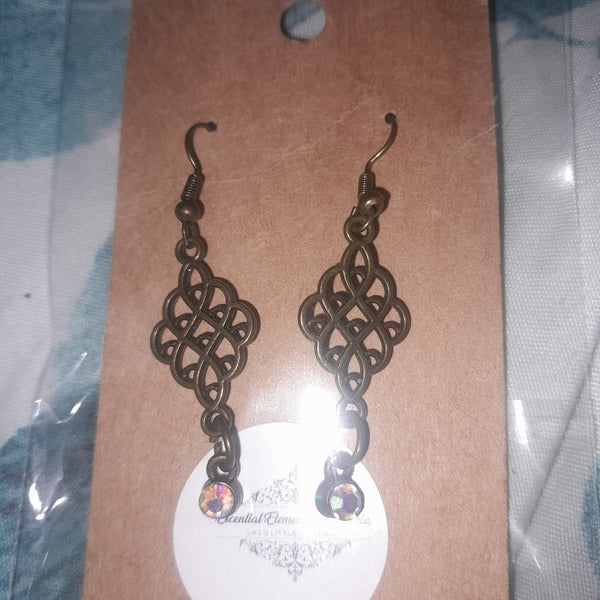 Filigree w Rhinestone Earrings, Item #B013