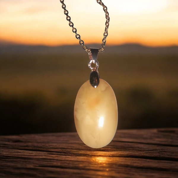 Baltic Amber, Item #P3226
20" Gold Plated Iron Chain Included