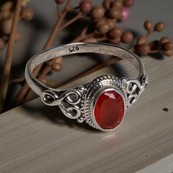 Sterling Silver Carnelian Ring, Item #SS229 - Size 9.25