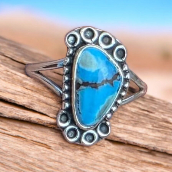 Sterling Silver Golden Hills Turquoise Ring, Item #SS227 - Size 6.25