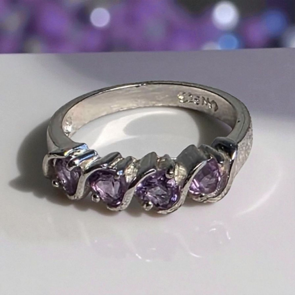 Sterling Silver Amethyst Ring, Item #SS228 -  Size 7.5