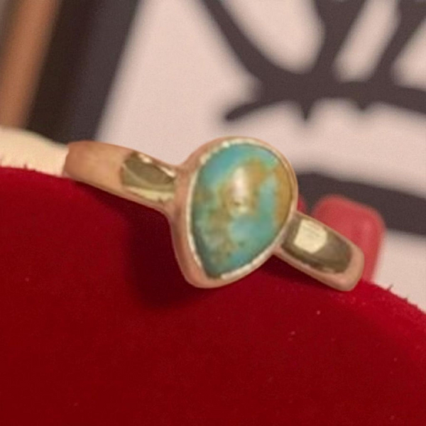 Sterling Silver Turquoise Ring, Item #SS222 - Size 7.25 (Dainty)