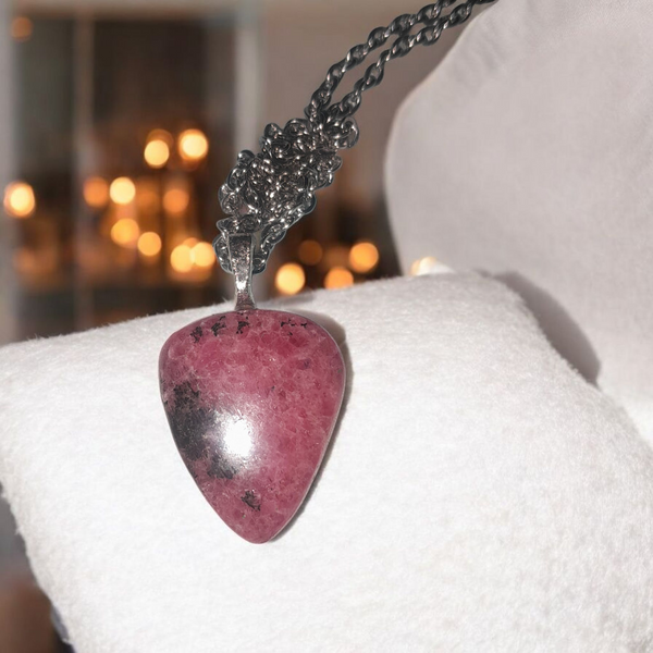 Rhodonite, Item #P3231           18in Stainless Steel Chain Included