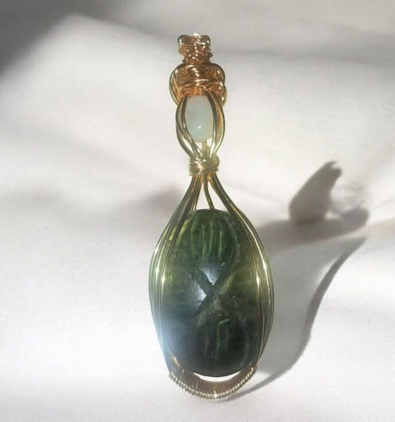Labradorite (Carved) with Moonstone Accent, Item #P3197