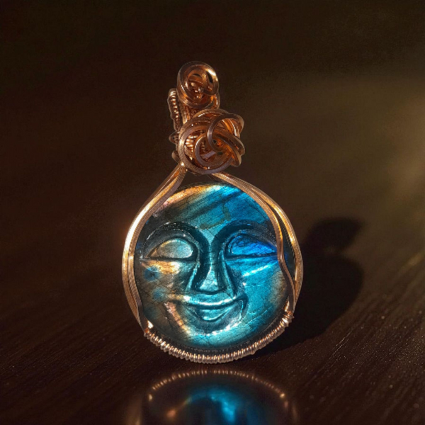 Labradorite Carved Moon, Item #P3312