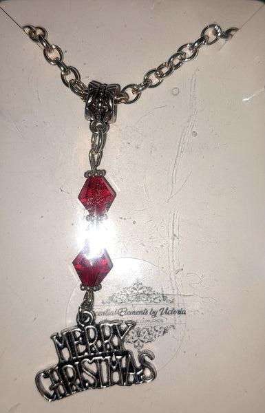 Merry Christmas Swarovski Crystal Necklace, Item #B070