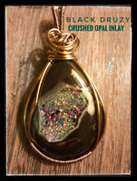 Black Druzy-Crushed Opal Inlay, Item #P1440
