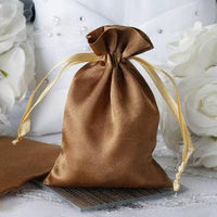 Small Satin Antique Gold Drawstring Pouch
